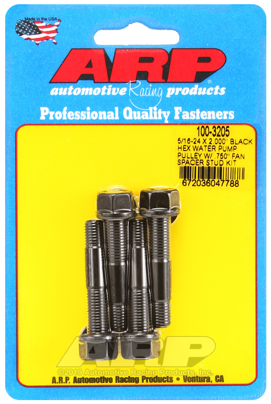 [100-3205] ARP 5/16-24 X 2.000 black hex water pump pulley w/ .750" fan spacer stud kit