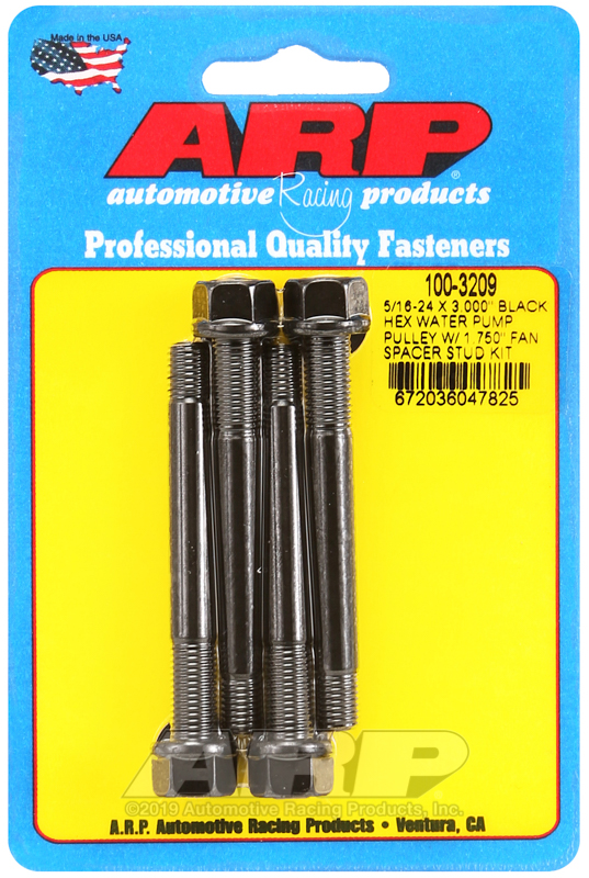 [100-3209] ARP 5/16-24 X 3.000 black hex water pump pulley w/ 1.750" fan spacer stud kit