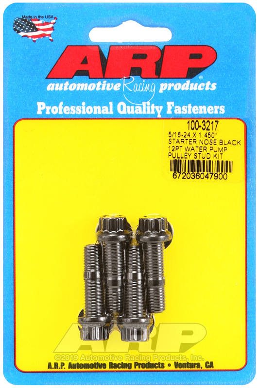 [100-3217] ARP 5/16-24 X 1.450 starter nose black 12pt water pump pulley stud kit