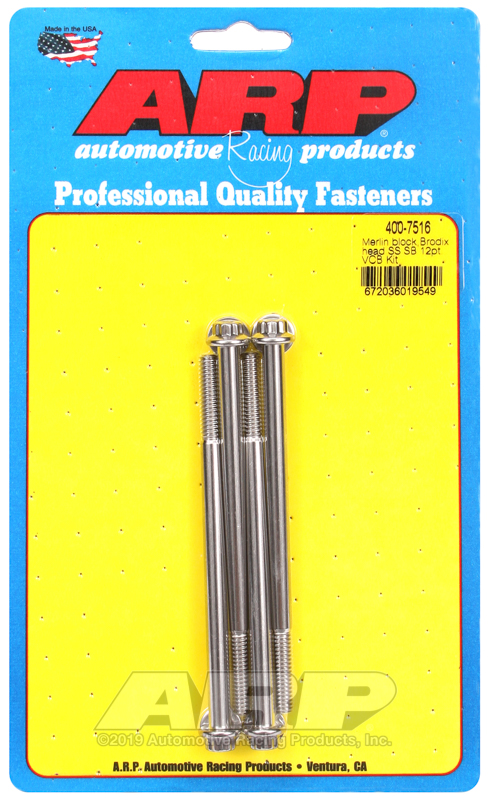 [400-7516] ARP Merlin block, Brodix head SB 12pt valve cover bolt kit