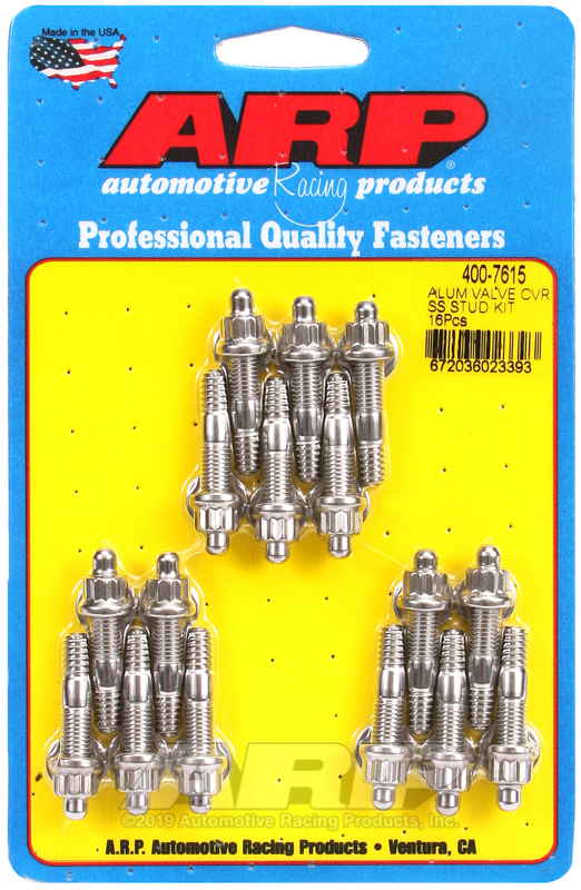 [400-7615] ARP Cast alum covers SS 12pt valve cover stud kit, 16pc
