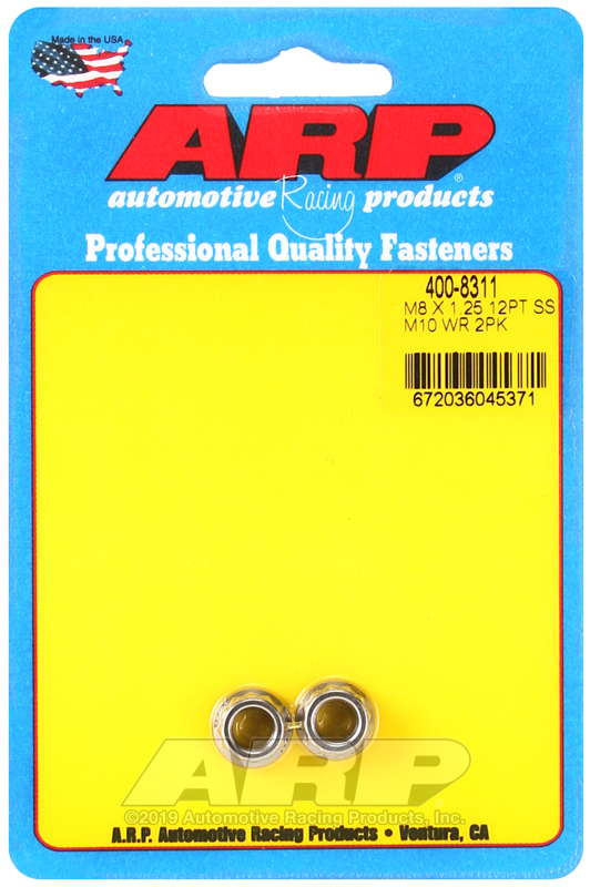 ARP M8 X 1.25 (M10 wr) SS 12pt nut kit