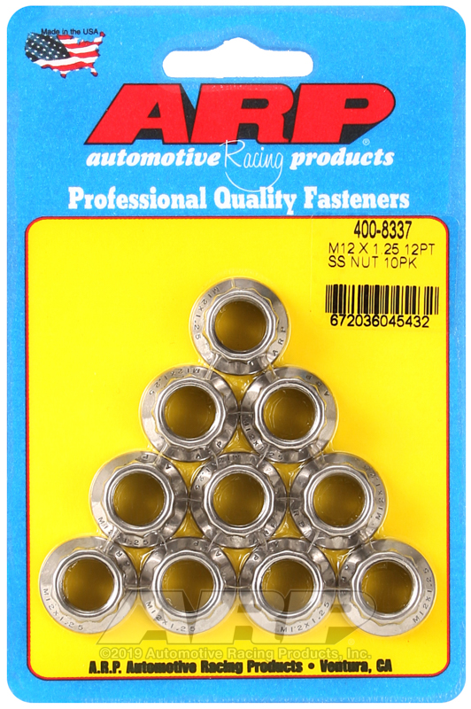 ARP M12 X 1.25 (M14 wr) SS 12pt nut kit