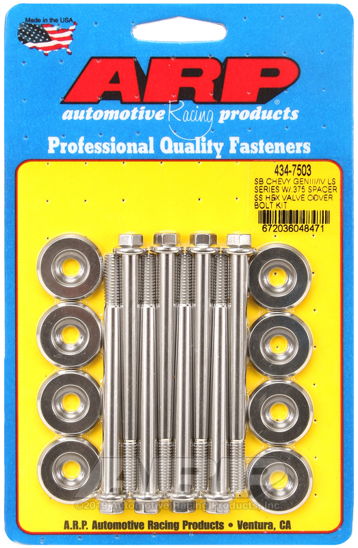[434-7503] ARP SB Chevy GENIII/IV LS Series w/.375 spacer SS hex valve cover bolt kit