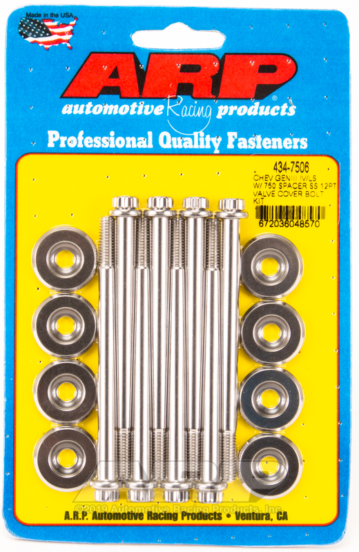 [434-7506] ARP SB Chevy GENIII IV/LS w/.750 spacer SS 12pt valve cover bolt kit