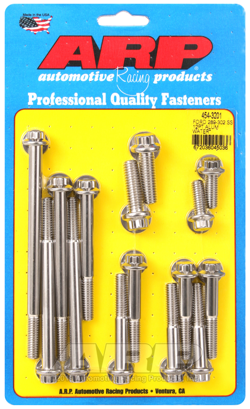 ARP Ford 289-302 SS 12pt aluminum water pump and front cover bolt kit