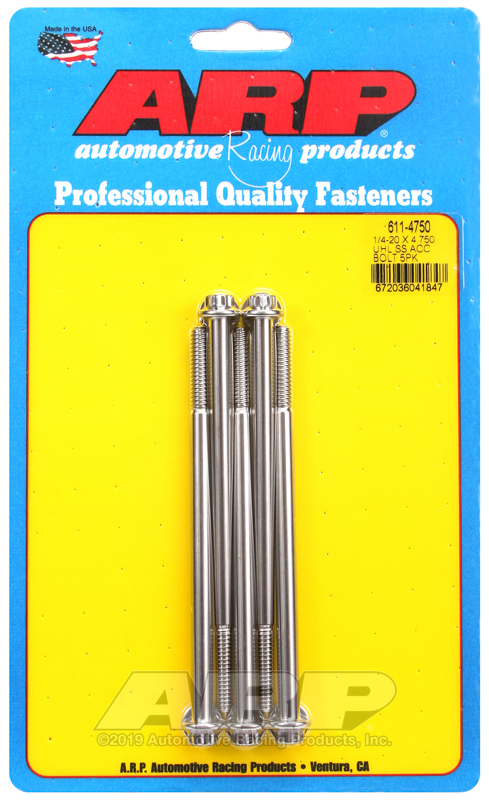 ARP 1/4-20 x 4.750 12pt SS bolts