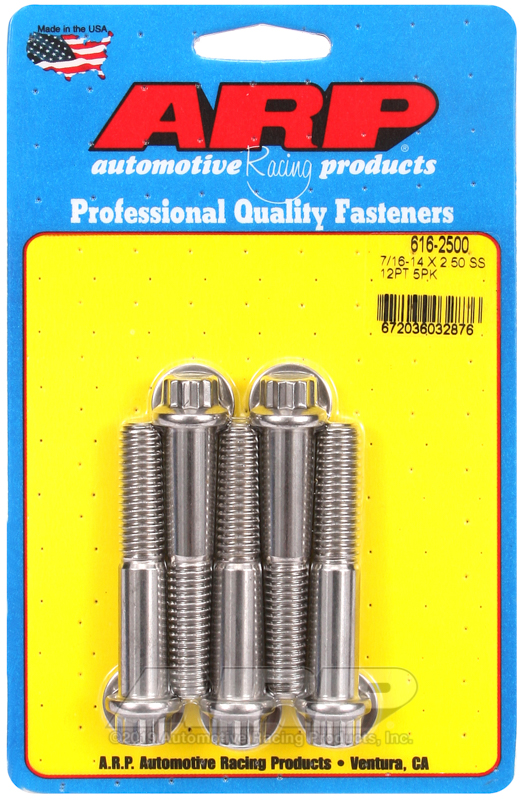 ARP 7/16-14 X 2.500 12pt SS bolts