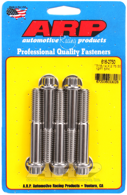 ARP 7/16-14 X 2.750 12pt SS bolts