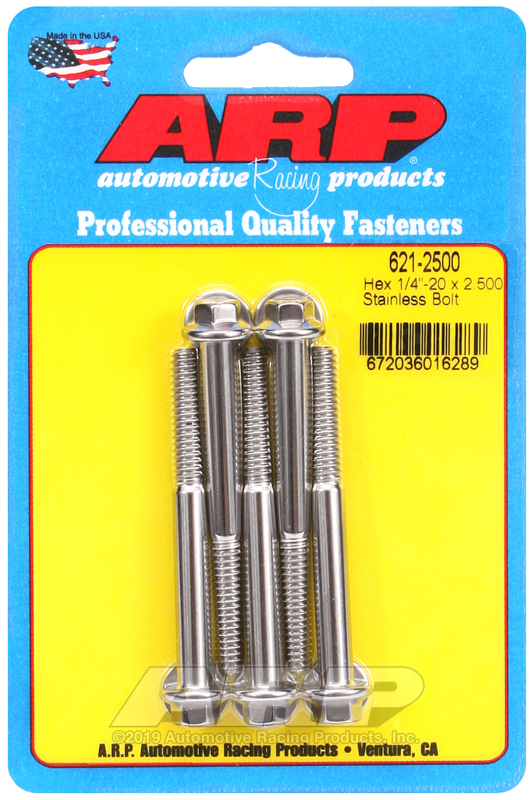 ARP 1/4-20 x 2.500 hex SS bolts