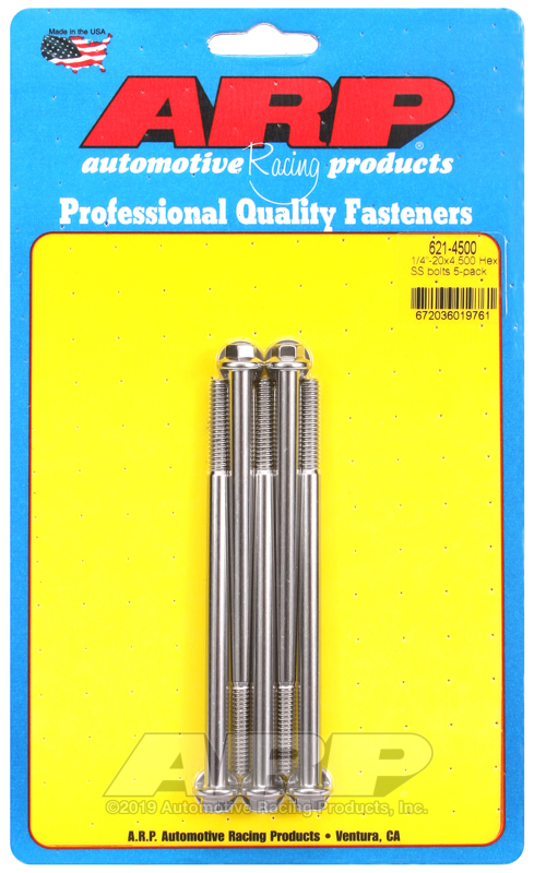 ARP 1/4-20 x 4.500 hex SS bolts