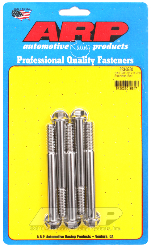ARP 3/8-16 x 3.750 hex SS bolts