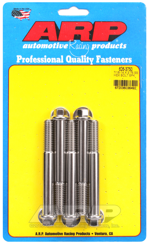ARP 7/16-14 X 3.750 hex SS bolts