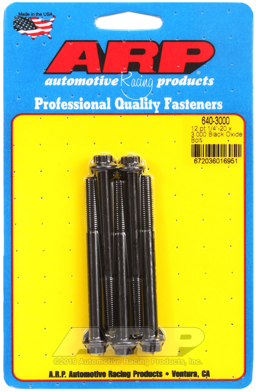 ARP 1/4-20 x 3.000 12pt black oxide bolts