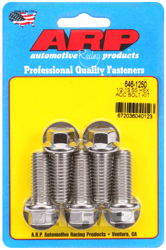 ARP 1/2-13 X 1.250 hex SS bolts