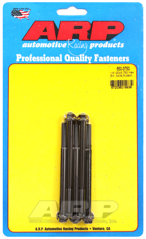 ARP 1/4-20 X 3.750 hex black oxide bolts