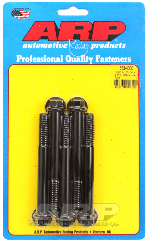 ARP 7/16-14 X 4.000 hex black oxide bolts