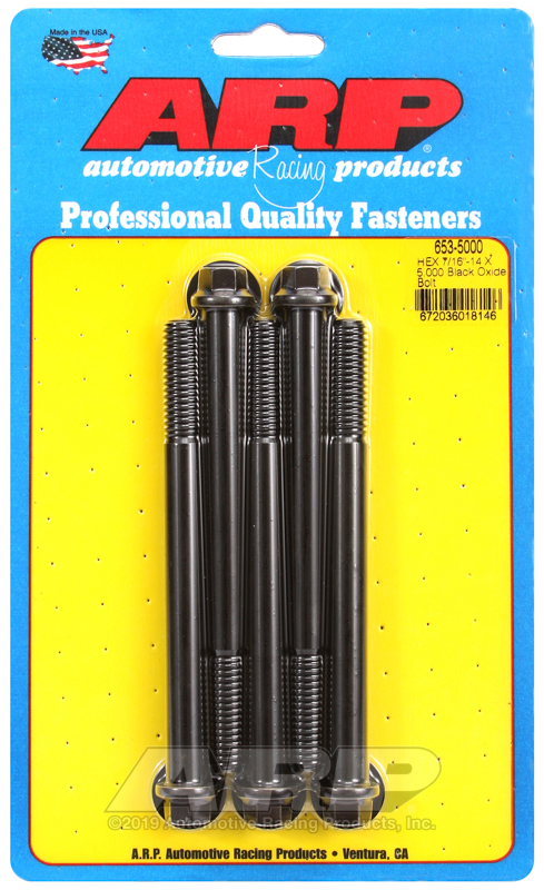 ARP 7/16-14 X 5.000 hex black oxide bolts
