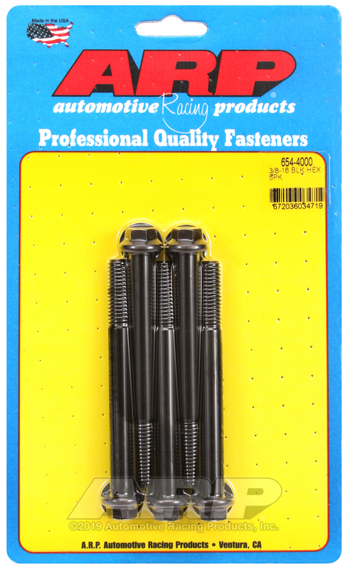 ARP 3/8-16 x 4.000 hex 7/16 wrenching black oxide bolts