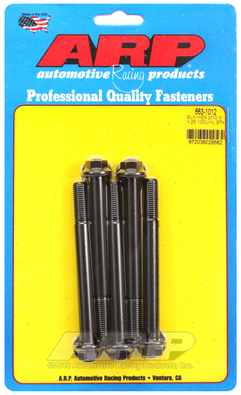 ARP M10 x 1.25 x 100 hex black oxide bolts