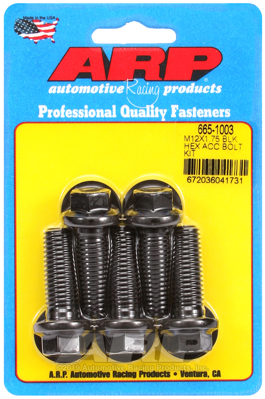 ARP M12 x 1.75 x 35 hex black oxide bolts