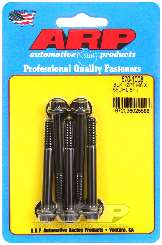ARP M6 x 1.00 x 55 12pt black oxide bolts