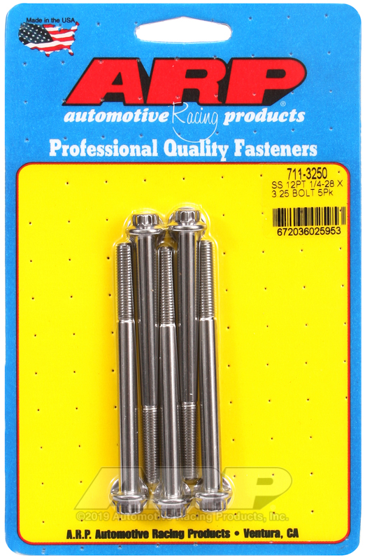 ARP 1/4-28 x 3.250 12pt SS bolts
