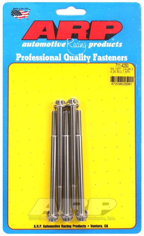 ARP 1/4-28 x 4.250 12pt SS bolts
