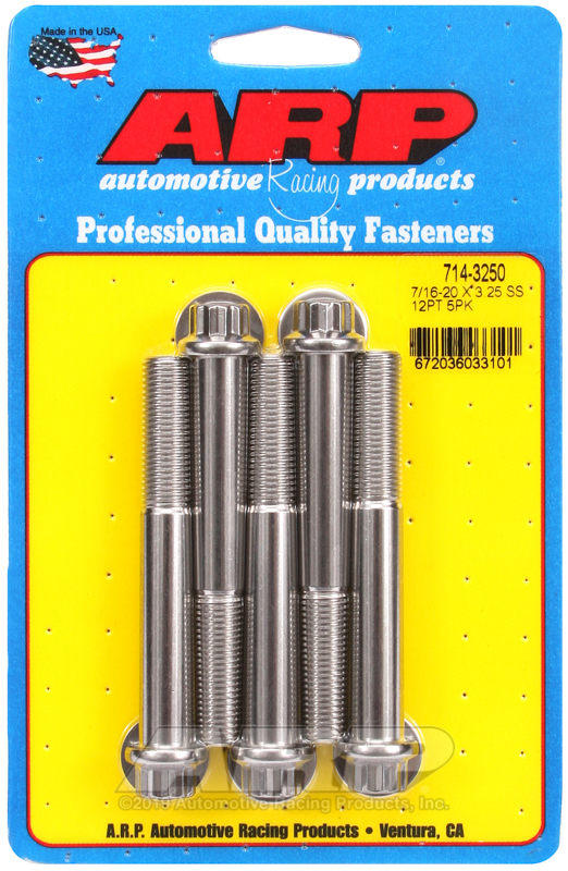 ARP 7/16-20 x 3.250 12pt SS bolts