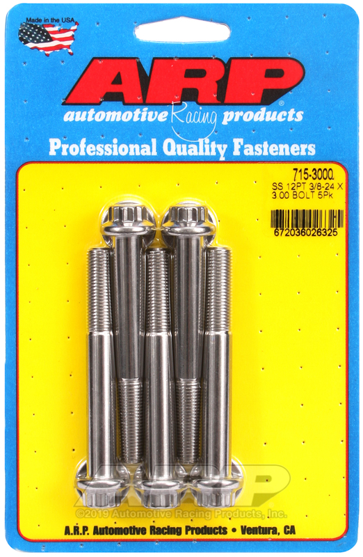 ARP 3/8-24 x 3.000 12pt 7/16 wrenching SS bolts