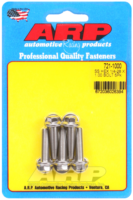 ARP 1/4-28 x 1.000 hex SS bolts