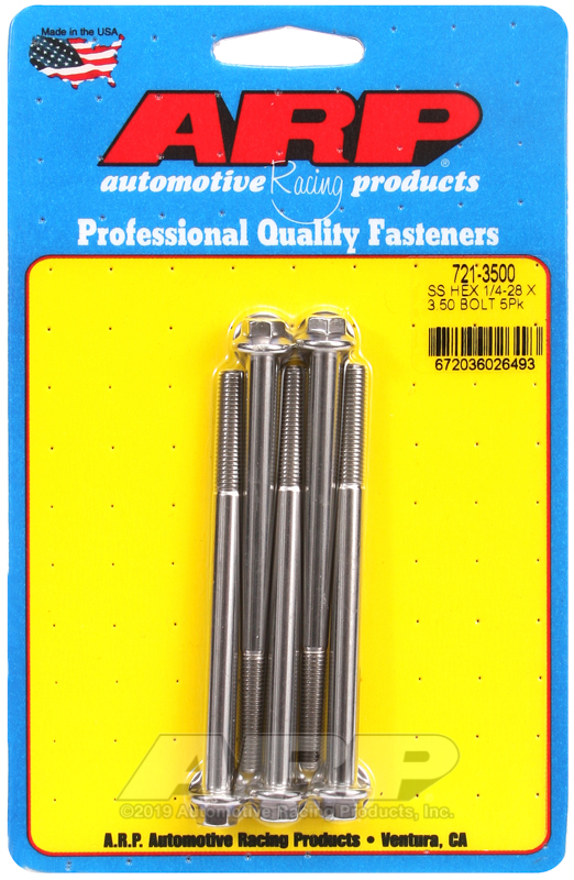 ARP 1/4-28 x 3.500 hex SS bolts