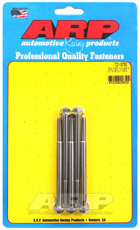 ARP 1/4-28 x 3.750 hex SS bolts