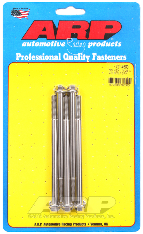 ARP 1/4-28 x 4.500 hex SS bolts