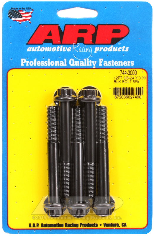 ARP 3/8-24 x 3.000 12pt 7/16 wrenching black oxide bolts