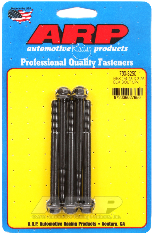ARP 1/4-28 x 3.250 hex black oxide bolts