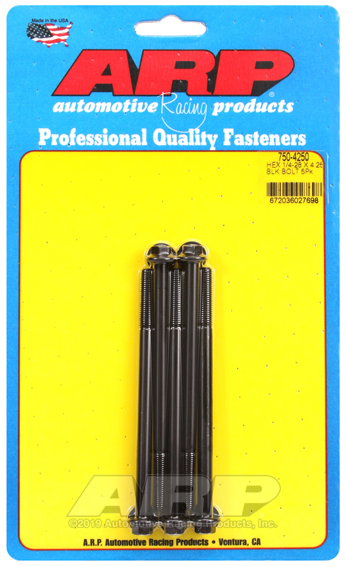 ARP 1/4-28 x 4.250 hex black oxide bolts
