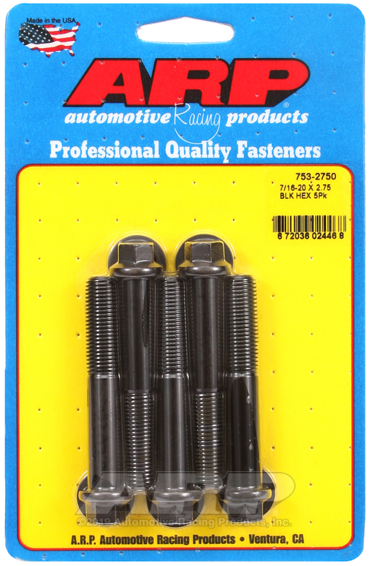 ARP 7/16-20 x 2.750 hex black oxide bolts