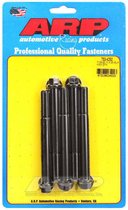 ARP 7/16-20 x 4.250 hex black oxide bolts