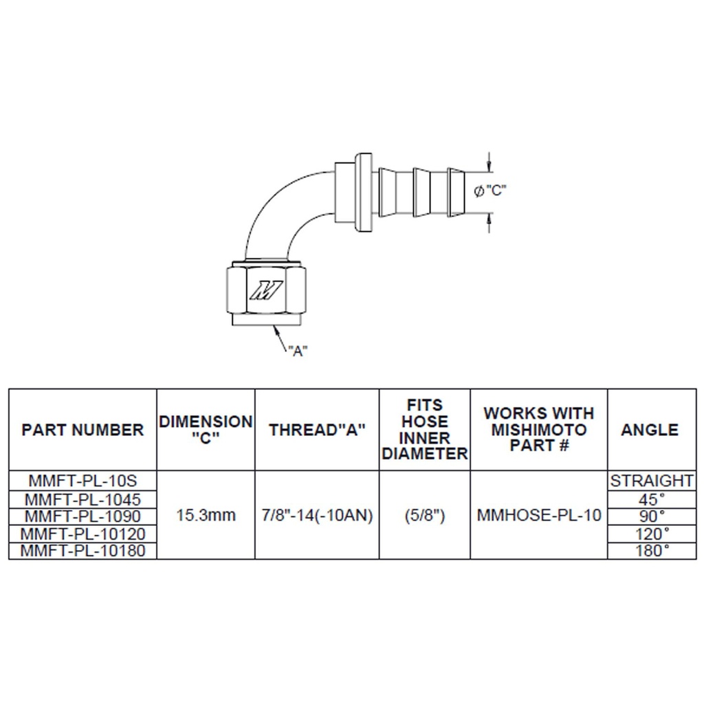 Mishimoto 180-Degree Push Lock Fitting