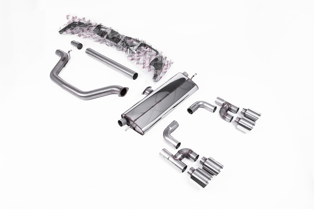 Milltek  Particulate Filter-back Sport Exaust for Volkswagen  Golf  Mk8 GTi (Golf R Style Quad Outlet - 245ps OPF/GPF Equipped Models Only) (2020 to 2024)