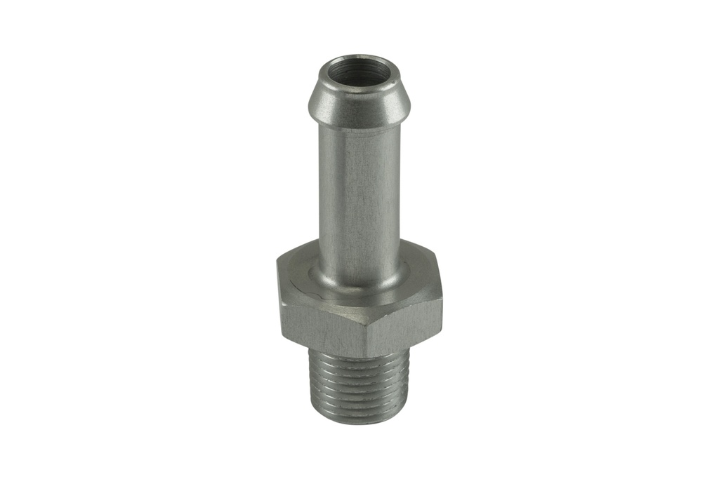 [TS-NH-0308-CL] Turbosmart Fitting 8mm / 5/16" Hose End to 1/8 NPT Male Straight - Silver