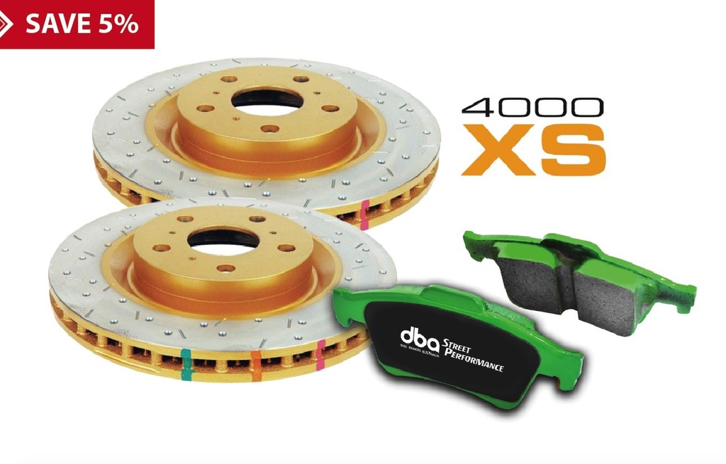 DBA Brake Kit - 4000 Series Slotted / Drilled & Street Performance Brake Pads (2x DBA4654XS-10 + DB1678SP)