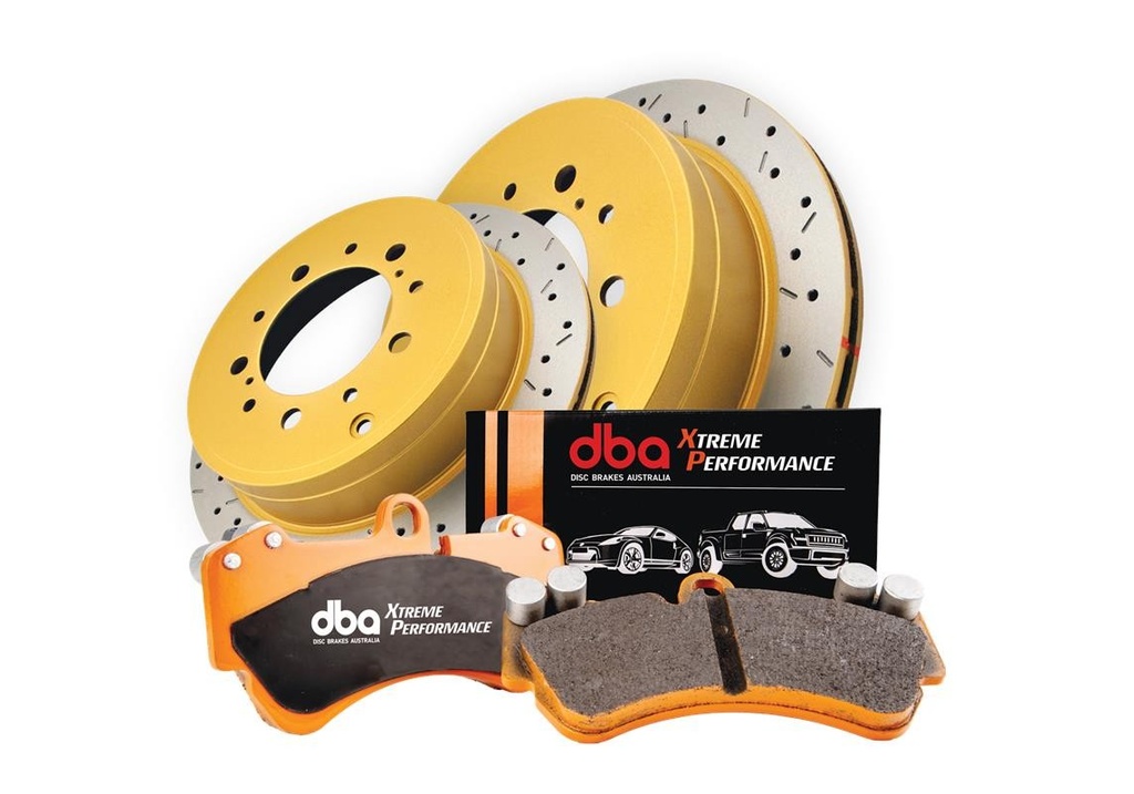 DBA Brake Kit - 4000 Series T3 Slotted & Xtreme Performance Brake Pads (2x DBA42737XS + DB1200XP)
