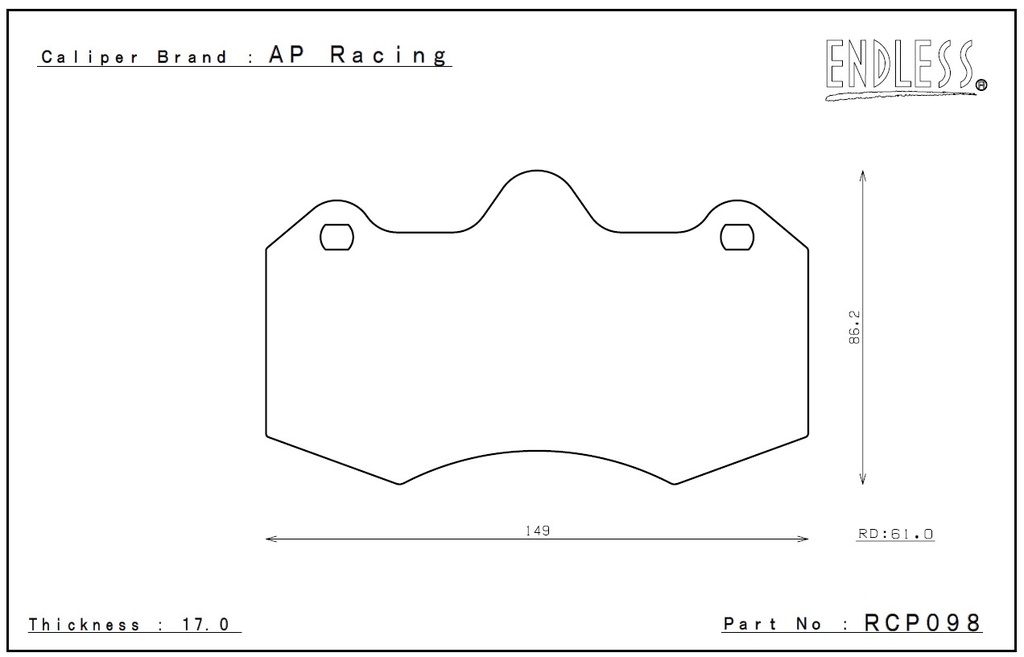 RCP098 - Endless Brake Pads, MX72 Compound