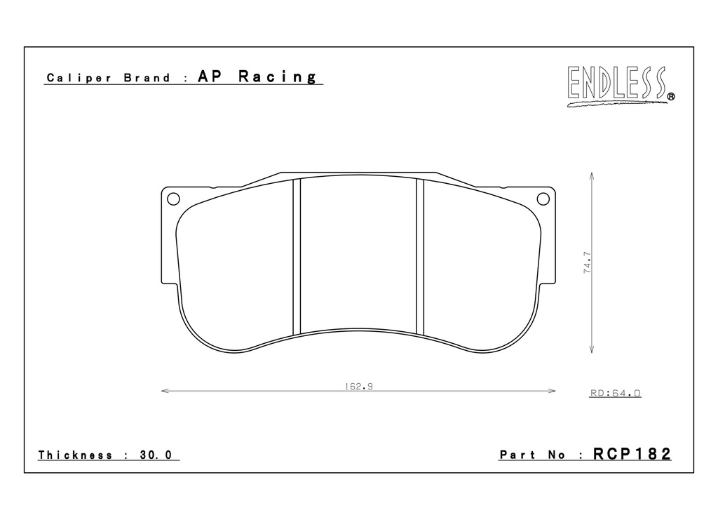 RCP182 - Endless Brake Pads, MA57B Compound