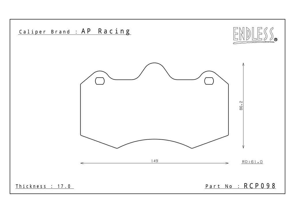 Endless Brake Pads N105SP Compound