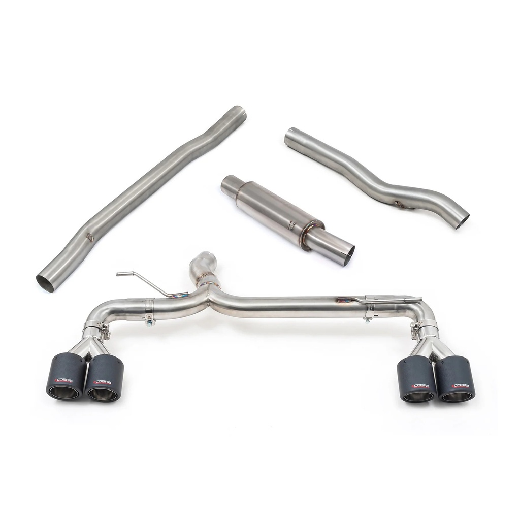 Cobrasport BMW M135i (F40 - 2019>) Quad Exit Cat Back - Venom (Resonated) (Non Valved) - Carbon Fibre - Fits Maxton Design Rear Valance V.2 Part no. BM-1-40-MPACK-RS2G
