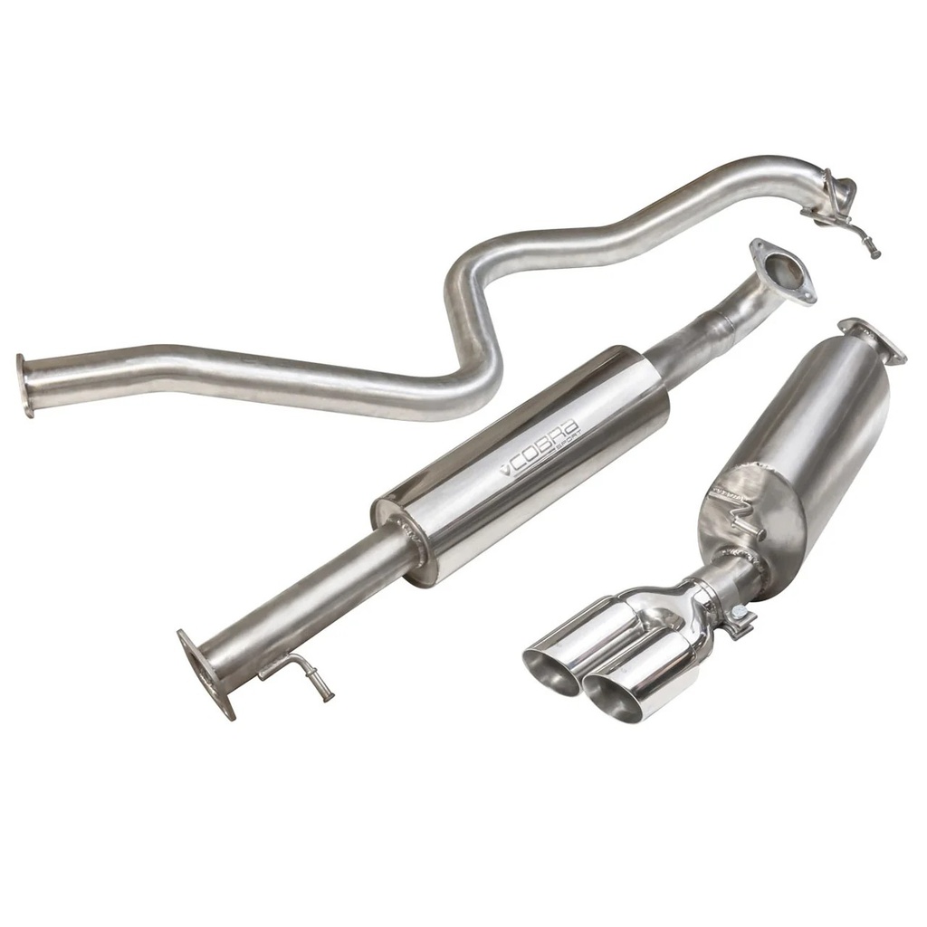 Cobrasport Ford Fiesta Mk7 1.0T EcoBoost (13-17) Zetec-S Cat Back System (Resonated) - Carbon Fibre Tailpipes TP102-CF