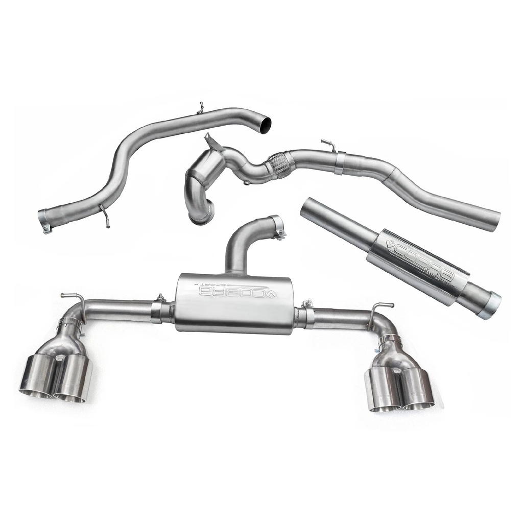 Cobrasport Volkswagen Golf GTI Mk7 (12-17) Quad Exit Turbo Back System (De-Cat & Non-Resonated)